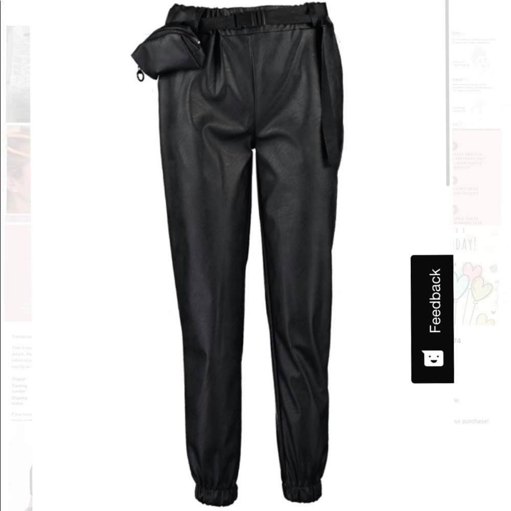 Boohoo faux leather pants jogger pants